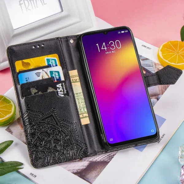 ART Peňaženkový kryt Meizu Note 9 ORNAMENT čierny