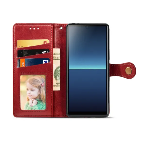 LEATHER BUCKLE Peňaženkový obal Sony Xperia L4 červený