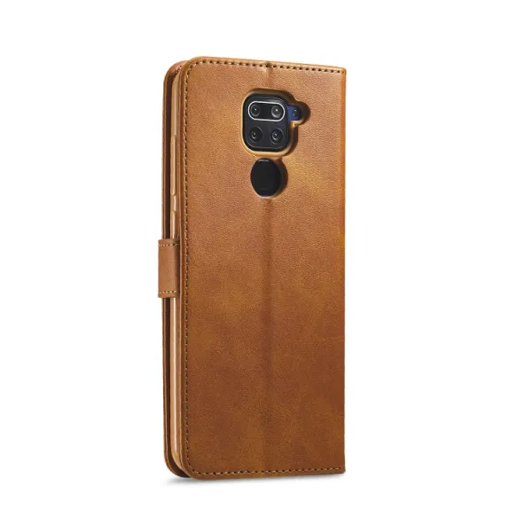 IMEEKE  Peňaženkový kryt Xiaomi Redmi Note 9 svetlohnedý
