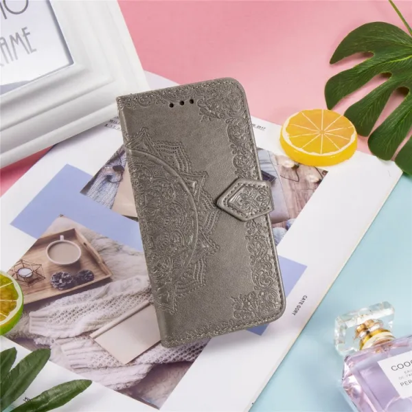 ART Peňaženkový kryt Meizu Note 9 ORNAMENT šedý