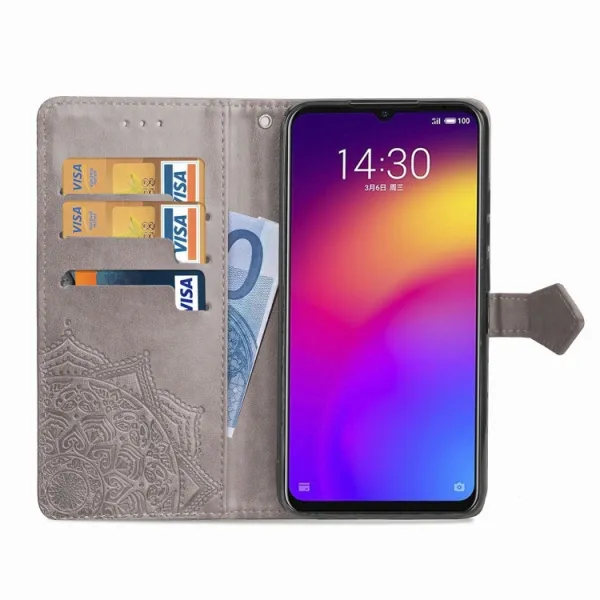 ART Peňaženkový kryt Meizu Note 9 ORNAMENT šedý