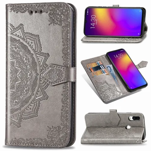 ART Peňaženkový kryt Meizu Note 9 ORNAMENT šedý