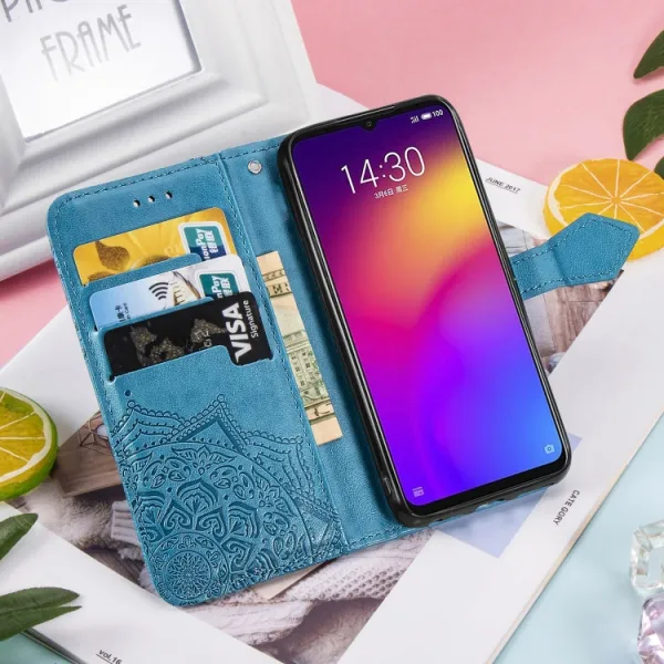 ART Peňaženkový kryt Meizu Note 9 ORNAMENT modrý
