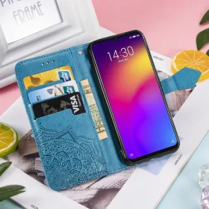ART Peňaženkový kryt Meizu Note 9 ORNAMENT modrý