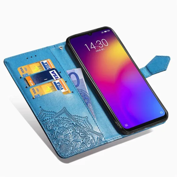 ART Peňaženkový kryt Meizu Note 9 ORNAMENT modrý