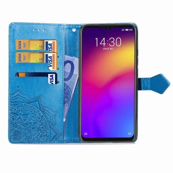 ART Peňaženkový kryt Meizu Note 9 ORNAMENT modrý