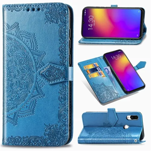 ART Peňaženkový kryt Meizu Note 9 ORNAMENT modrý