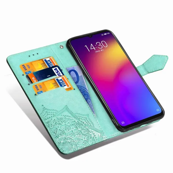 ART Peňaženkový kryt Meizu Note 9 ORNAMENT zelený