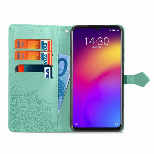 ART Peňaženkový kryt Meizu Note 9 ORNAMENT zelený