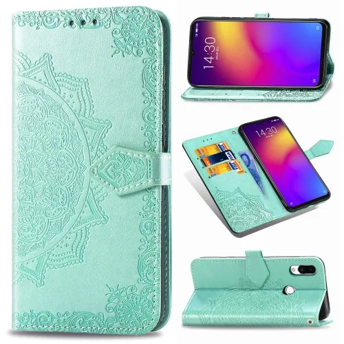 ART Peňaženkový kryt Meizu Note 9 ORNAMENT zelený