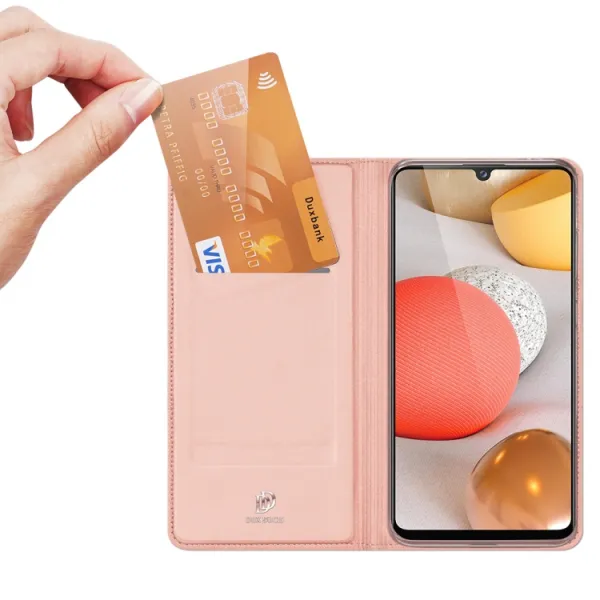 DUX DUCIS Skin Pro knižkové kožené puzdro na Samsung Galaxy A42 5G, ružové