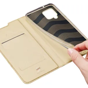 DUX DUCIS Skin Pro knižkové kožené puzdro na Samsung Galaxy A42 5G, zlaté