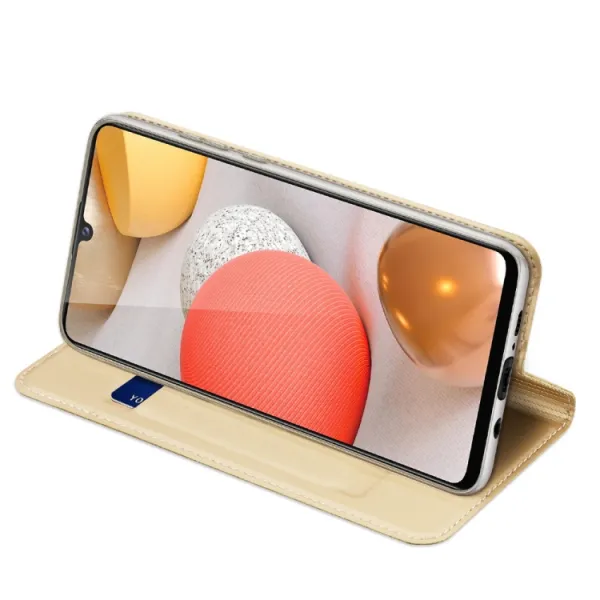 DUX DUCIS Skin Pro knižkové kožené puzdro na Samsung Galaxy A42 5G, zlaté