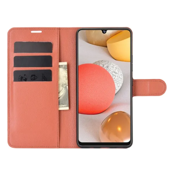LITCHI Peňaženkový kryt Samsung Galaxy A42 5G hnedý