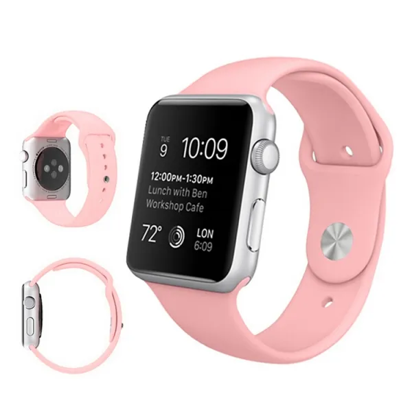RUBBER Remienok Apple Watch Ultra 1 / 2 / 3 (49mm) / 9 / 8 / 7 (45mm) / 6 / SE / 5 / 4 (44mm) / 3 / 2 / 1 (42mm) ružový