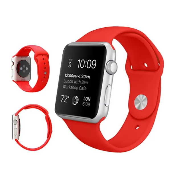 RUBBER Remienok Apple Watch Ultra 1 / 2 / 3 (49mm) / 9 / 8 / 7 (45mm) / 6 / SE / 5 / 4 (44mm) / 3 / 2 / 1 (42mm) červený