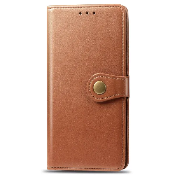 LEATHER BUCKLE Peňaženkový obal Samsung Galaxy A42 5G hnedý