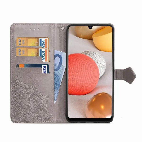 ART Peňaženkový kryt Samsung Galaxy A42 5G ORNAMENT šedý
