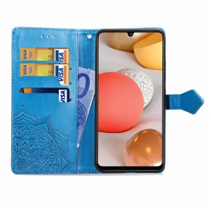 ART Peňaženkový kryt Samsung Galaxy A42 5G ORNAMENT modrý