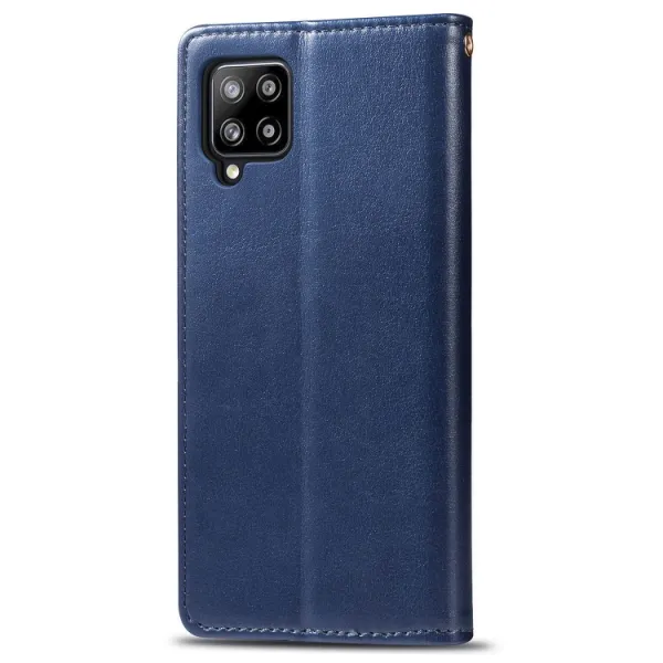 LEATHER BUCKLE Peňaženkový obal Samsung Galaxy A42 5G modrý