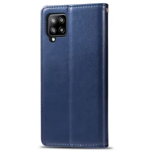 LEATHER BUCKLE Peňaženkový obal Samsung Galaxy A42 5G modrý