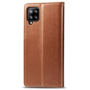 LEATHER BUCKLE Peňaženkový obal Samsung Galaxy A42 5G hnedý