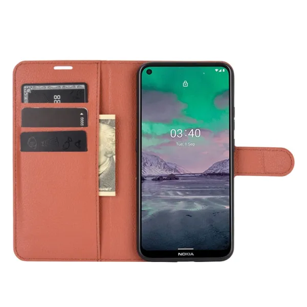 LITCHI Peňaženkový kryt Nokia 3.4 hnedý