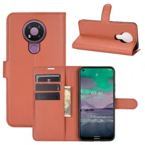 LITCHI Peňaženkový kryt Nokia 3.4 hnedý