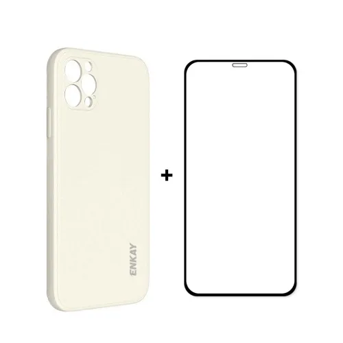 ENKAY Obal + 3D sklo Apple iPhone 12 Pro Max béžový
