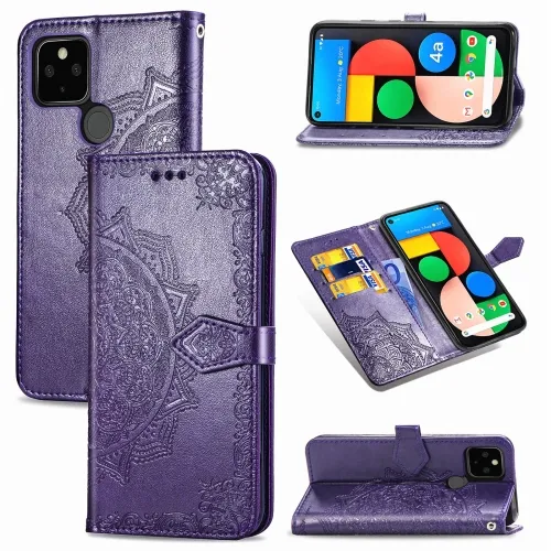 ART Peňaženkový kryt Google Pixel 4a 5G ORNAMENT fialový