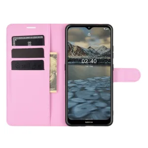 LITCHI Peňaženkový kryt Nokia 2.4 svetloružový