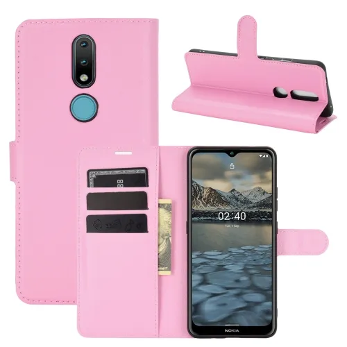 LITCHI Peňaženkový kryt Nokia 2.4 svetloružový