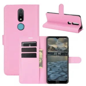 LITCHI Peňaženkový kryt Nokia 2.4 svetloružový