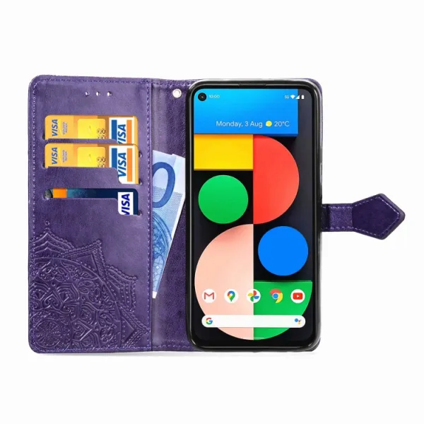 ART Peňaženkový kryt Google Pixel 4a 5G ORNAMENT fialový