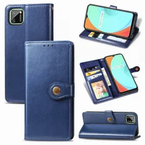 LEATHER BUCKLE Peňaženkový obal Realme C11 modrý