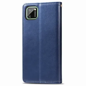 LEATHER BUCKLE Peňaženkový obal Realme C11 modrý