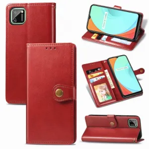 LEATHER BUCKLE Peňaženkový obal Realme C11 červený
