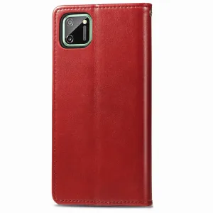 LEATHER BUCKLE Peňaženkový obal Realme C11 červený
