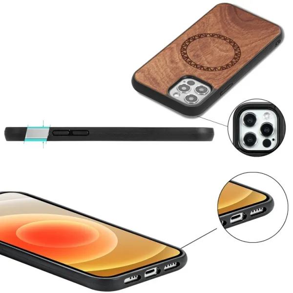 Drevený kryt s Magsafe pre Apple iPhone 12 / 12 Pro ROSEWOOD