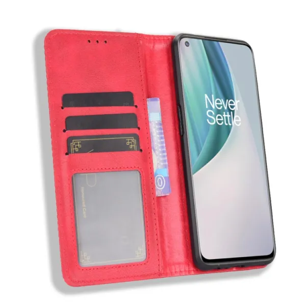 BUSINESS Peňaženkový kryt OnePlus Nord N10 5G červený