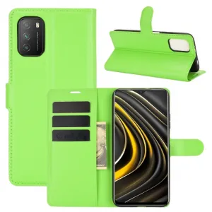 LITCHI Peňaženkový kryt Xiaomi Poco M3 zelený