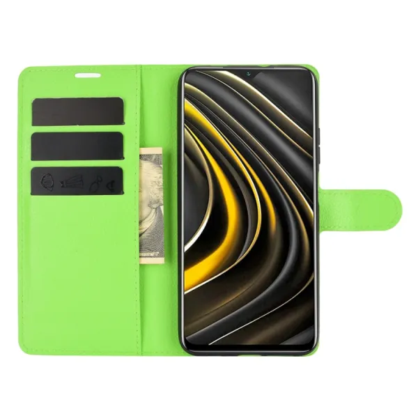 LITCHI Peňaženkový kryt Xiaomi Poco M3 zelený