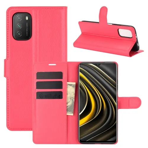 LITCHI Peňaženkový kryt Xiaomi Poco M3 červený