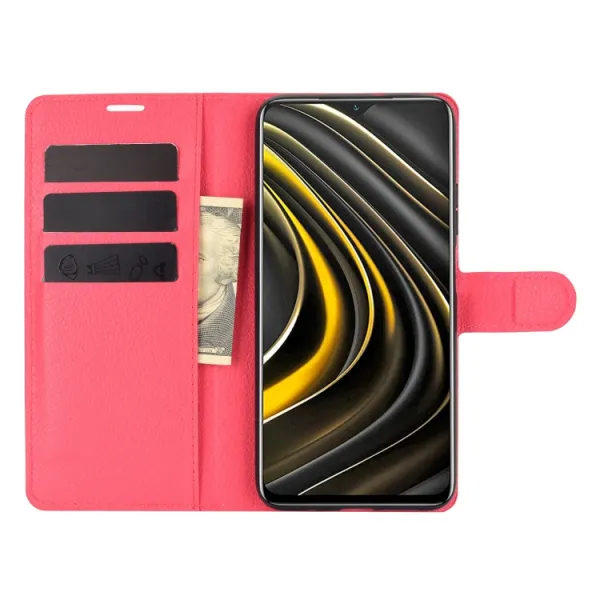 LITCHI Peňaženkový kryt Xiaomi Poco M3 červený