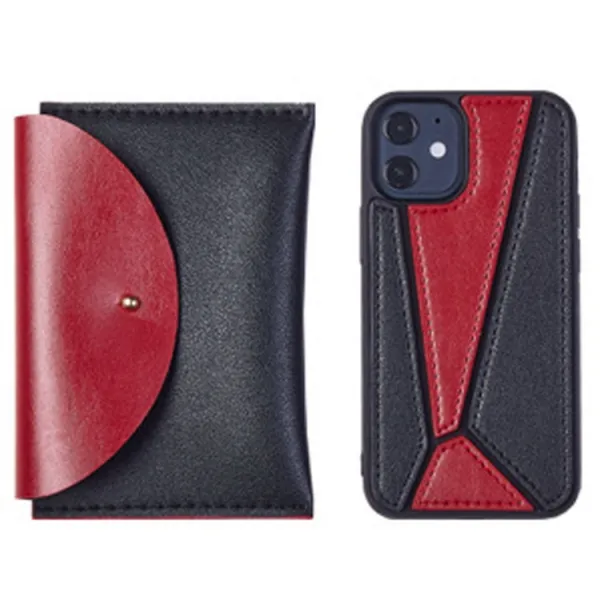 LEATHER SET Kryt + puzdro Apple iPhone 12 / 12 Pro čierny-červený