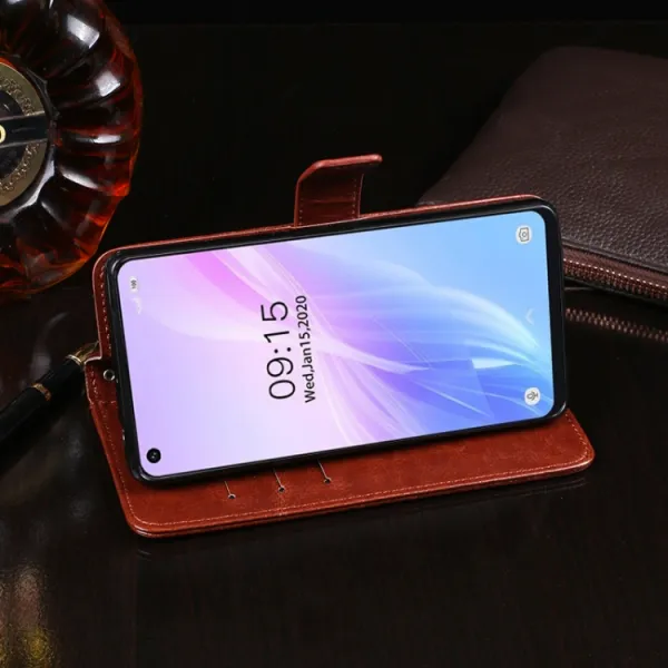 IDEWEI Peňaženkový kryt Oukitel C18 Pro  čierny