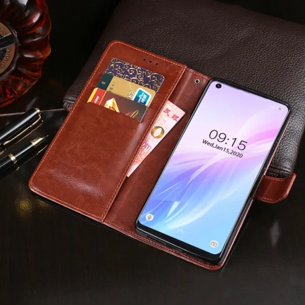 IDEWEI Peňaženkový kryt Oukitel C18 Pro  čierny