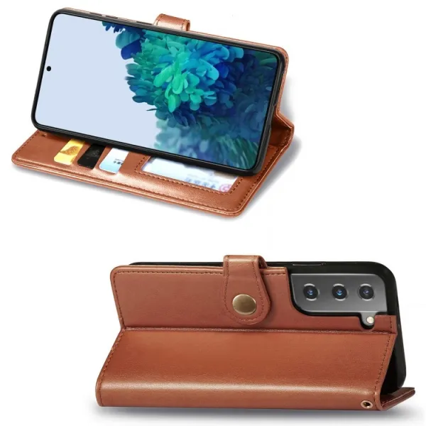 LEATHER BUCKLE Peňaženkový obal Samsung Galaxy S21 Plus 5G hnedý