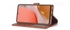 IMEEKE Peňaženkový kryt Samsung Galaxy  A72 tmavohnedý