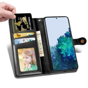 LEATHER BUCKLE Peňaženkový obal Samsung Galaxy S21 Plus 5G čierny